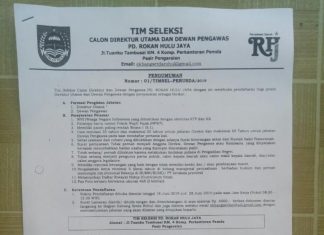 Pada 18 Juni 2019 Pendaftaran Calon Dirut dan Dewan Pengawas PD RHJ Rohul Dibuka