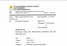 Besok, ULP PLN Rohul Lakukan Pemadaman Listrik Surta edaran dari ULP PLN Pasirpengaraian tentang pemadaman listrik hari besok