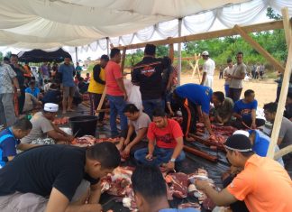 Polres Rohul Gelar Pemotongan Hewan Kurban Digedung Baru