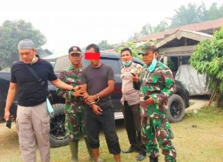 TNI POLRI Amankan Terduga Pelaku Pembakaran Lahan di Bonai Darusalam
