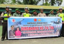 HUT Ke-74 TNI, Polantas Polres Rohul ‘Datangi’ Koramil 02 Rambah