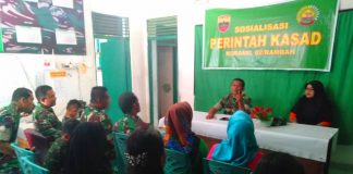 Danramil 02 Rambah Sosialisasi Tentang Bijak Gunakan Medsos Danramil 02 Rambah, Kapten Inf Kasmir pada saat memaparkan materi tentang bijak menggunakan Medsos