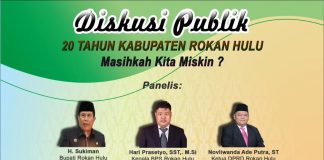 20 Tahun Kabupaten Rohul, Akhir Oktober Fakultas Ekonomi UPP Akan gelar Diskusi Publik Poster informasi pelaksanaan Diskusi Publik tentang 20 Tahun Kabupaten Rokan Hulu