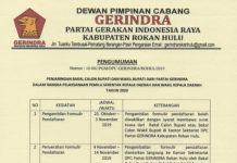 DPC Gerindra Rohul Buka Penjaringan Balon Bupati dan Balon Wabup