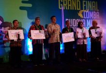 Dua SDN Rohul Raih Juara Satu Nasional Lomba Budaya Mutu di Surabaya usai penyerahan hadiah, para juara foto bersama