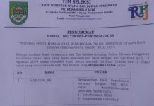 Ketua Tim Seleksi Umumkan Direktur dan Dewan Pengawas Terpilih Prusda Rokan Hulu Jaya