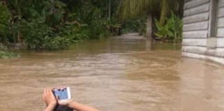 Banjir Hingga Sedada Orang Dewasa, Warga Desa Babussalam Rohul Mengungsikan Diri