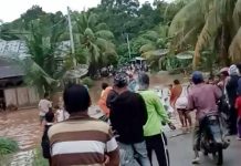Sungai Meluap Akibat Hujan Deras, Pawan Rohul Kembali Banjir Suasana Banjir di Pawan, Rokan Hulu
