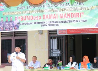 Hadiri MPTB BUMDesa Damai Mandiri, Sukiman Bangga Terhadap Desa Suka Damai