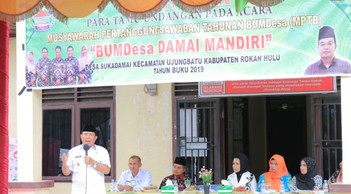 Hadiri MPTB BUMDesa Damai Mandiri, Sukiman Bangga Terhadap Desa Suka Damai