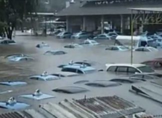 Puluhan Pool Taxi blue Bird “Terendam” Ditengah Banjir Jakarta