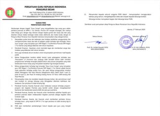 Siaran Pers, PBPGRI Sampaikan Pernyataan Sikap Surat edaran Siaran Pers, Pernyataan Sikap PBPGRI Pusat, Jakarta 27 Februari 2020