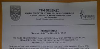 Timsel Umumkan Pelamar yang Lulus Sebagai Dirut PD BPR Rohul