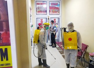 Cegah Covid-19, Seluruh Ruang di Mako Polres Rohul Disemprot Desinfektan