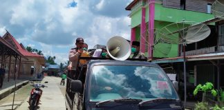 Himbau Antisipasi Corona, Kades dan Bhabinkamtibmas Rambah hilir Keliling Desa Dengan Mobil Bak dan Toa