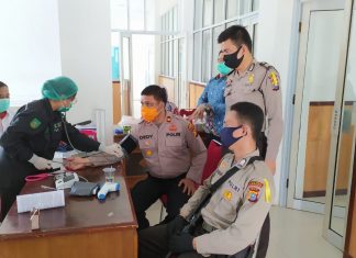 Ditengah Wabah Corona, Personil Polres Rohul Gelar DONOR DARAH