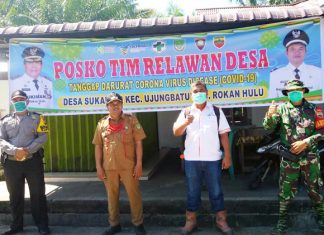 Perketat Pengawasan ODP, Pemdes Sukadamai Disenfeksi Pemukiman Sarat Penduduk
