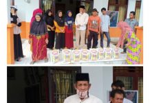 Peduli Warga Ditengah Corona, Kades Pekan Tebih Bagi-Bagi Sembako