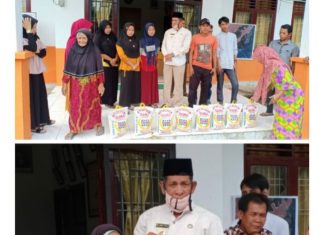 Peduli Warga Ditengah Corona, Kades Pekan Tebih Bagi-Bagi Sembako