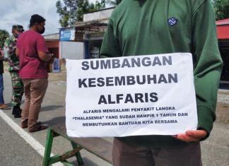 Menderita Thalasemia, Puluhan Pemuda dan Babhinsa Galang Dana Untuk Alfaris