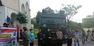 Kapolres Rokan Hulu Beserta Forkopimda Lakukan Penyemprotan Desinfektan