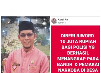Kades Kepenuhan Timur Beri REWARD 10 Juta Rupiah Bagi Polisi Temukan Bandar Narkoba di Desanya