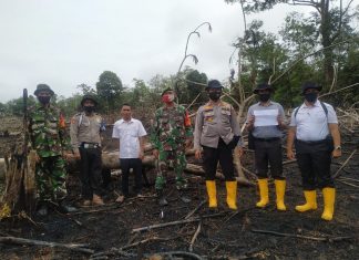 Terpantau Titik Api, Tim Gabungan TNI Polri Temukan Karlahut di Desa Rambah Tengah Hulu