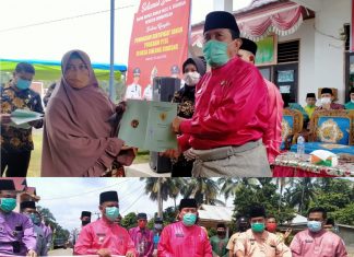 Bupati Rohul Serahkan 503 Sertifikat PTSL dan Resmikan Aspal di Desa Sialang Rindang