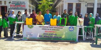 Mahasiswa KKN UPP Semprot Disinfektan di Komplek Perkantoran Desa Sontang
