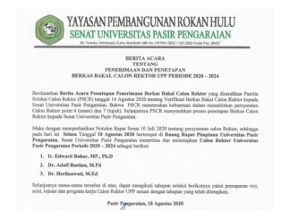 Senat UPP Umumkan 3 Nama Calon Rektor Periode 2020-2024