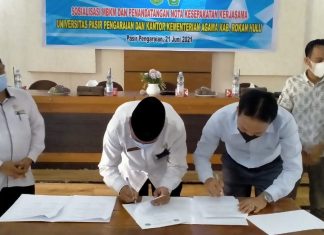 Tingkatkan Kualitas SDM, Kepala Kemenag Rohul Tekan MoU Dengan UPP
