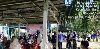 Masyarakat Serbu Vaksinasi Covid-19 Oleh Kodim 0313/KPR di Koramil 14/Kepenuhan