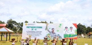 Wabup Rohul Ikuti Peringatan HPS ke 41 Ditengah Hamparan Sawah
