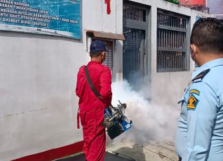 Cegah dan Antisipasi DBD, Lapas Pasir Pengaraian Fogging Hunian WBP
