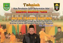 Seniman Riau, Samson Rambah Pasir Diberi Gelar Datuk Paduko Sadewo
