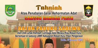Seniman Riau, Samson Rambah Pasir Diberi Gelar Datuk Paduko Sadewo