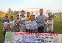 Tutup Turnamen U-12 Askab PSSI Rohul, SSB Puti Maifat Aliantan Raih Juara Satu