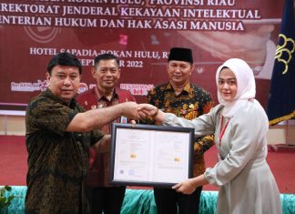 DITJEN KEKAYAAN INTELEKTUAL GELAR SOSIALISASI, Wabup Rohul Ajak Pelaku Usaha Mendaftarkan HIK