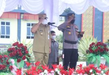 Didampingi Kapolres, Bupati Rohul Pimpinan Apel Gelar Pasukan Operasi Lilin LK 2022