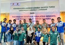 PT SPR Langgak Serahkan Bantuan Peralatan Bengkel Sepeda Motor dan Hadiah Lomba Design Tugu Lapangan Minyak Langgak