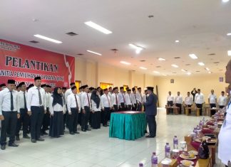 HADIRI PELANTIKAN PPK PEMILU, BUPATI SUKIMAN PESANKAN PPK JAGA DEMOKRASI