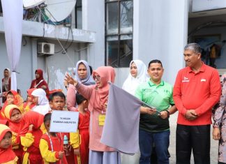 Ratusan Anak TK Padati Halaman Pasar Modern Rokan Hulu