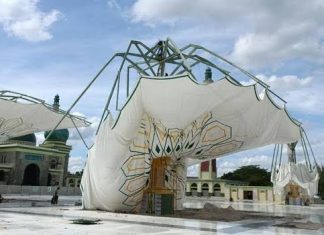 Payung Elektrik Masjid Raya An Nur Riau Rp 42 M Rusak Akibat Angin Kencang
