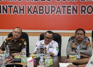 Pemda dan Forkopimda Rohul Ikuti Rakor Bersama Gubri dan BNPB RI