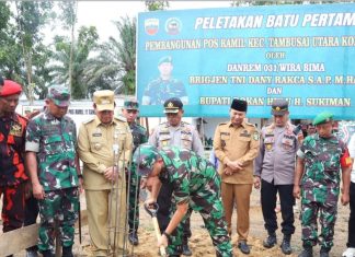 Peletakan Batu Pertama Pembangunan Kantor Koramil 11 Kecamatan Tambusai Utara