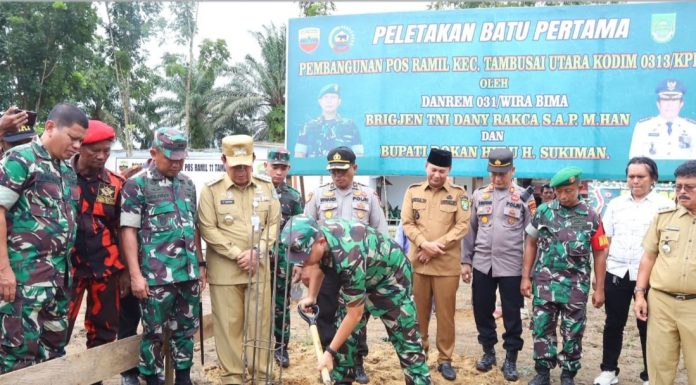 Peletakan Batu Pertama Pembangunan Kantor Koramil 11 Kecamatan Tambusai Utara
