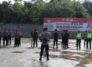Amankan Pemilu, Personil Polres Rohul Simulasi Pengawalan Logistik