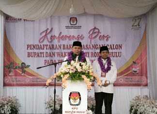 Berkah Hujan, H Indra Gunawan dan H Abdul Haris Daftar ke KPUD Rohul