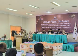 KPUD Rohul Gelar Rekapitulasi Suara Pilkada, Anton-Syafaruddin Poti Raih Suara Terbanyak