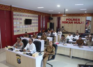 Polres dan Forkopimda Rohul Ikuti Rakor Virtual Bersama Kementerian Pertanian RI